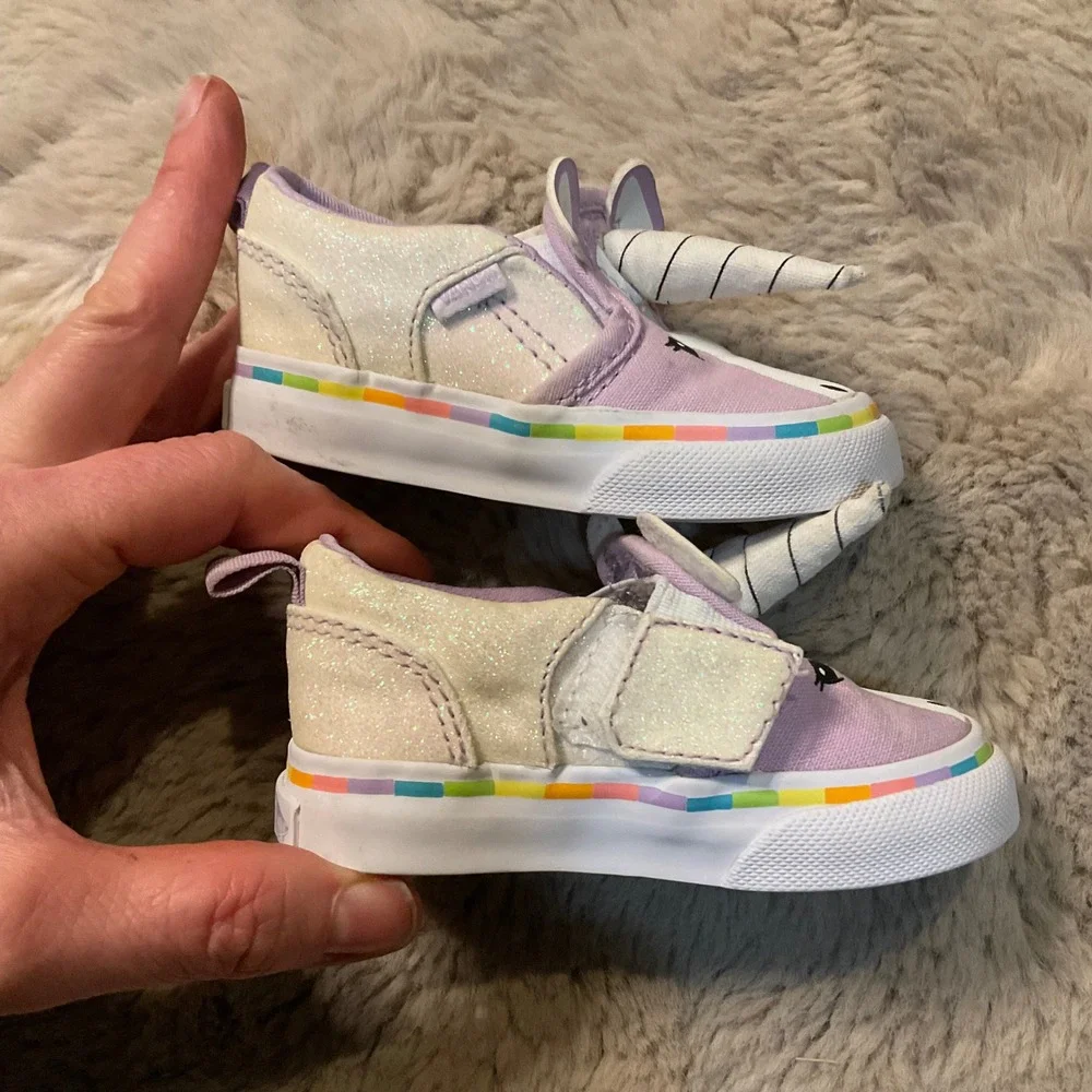 Vans Asher V‎ Unicorn Sneakers Size 4 Infant Purple